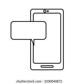 line smartphone technology with chat bubble message
