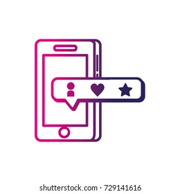 line smartphone technology with chat bubble