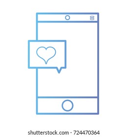 line smartphone technology with heart chat bubble