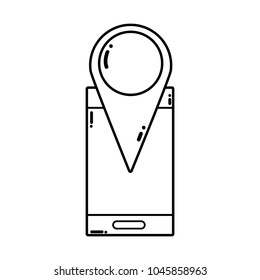 line smartphone technology with location symbol map