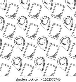 line smartphone technology with location symbol background