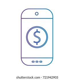 line smartphone technology with money app icon
