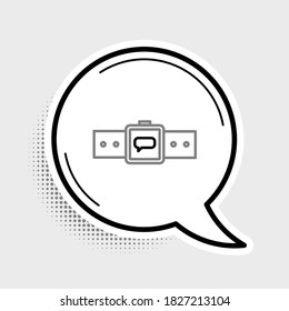 Line Smartwatch icon isolated on grey background. Colorful outline concept. Vector