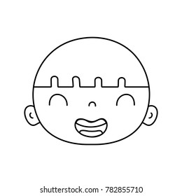 line smile avatar boy head with hair