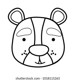 line smile bear head wild animal