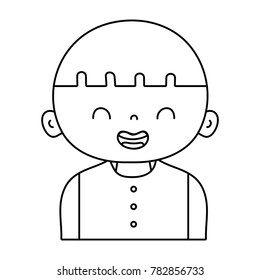 line smile boy with hair and t-shirt design