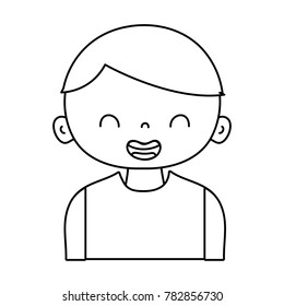 line smile boy with t-shirt and hairstyle