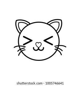 line smile cat head cute animal