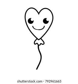 line smile heart balloon kawaii cartoon