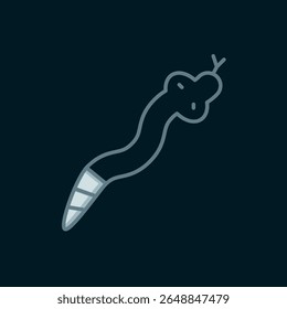 Line Snake icon isolated on black background. Flat filled outline style with shadow. Vector