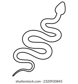 Serpiente de línea. Animales lineales serpenteantes. Ilustración vectorial aislada en blanco.
