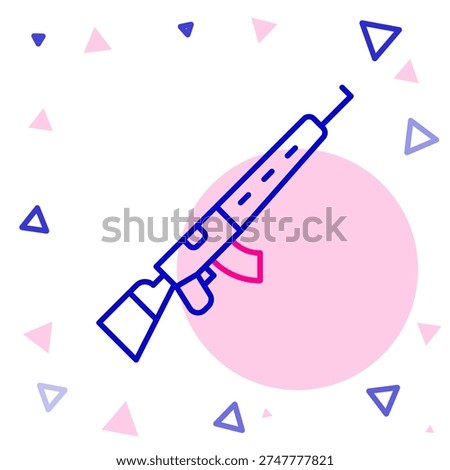 Line Sniper rifle with scope icon isolated on white background. Colorful outline concept. Vector