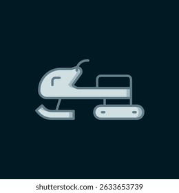 Line Snowmobile icon isolated on black background. Snowmobiling sign. Extreme sport. Flat filled outline style with shadow. Vector