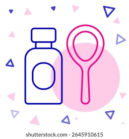 Line Soap bubbles bottle icon isolated on white background. Blowing bubbles soap wand bottle. Colorful outline concept. Vector