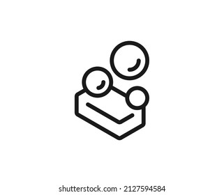 Line soap icon isolated on white background. Outline symbol for website design, mobile application, ui. Shower pictogram. Vector illustration, editorial stroсk. 