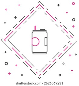 Line Soda can icon isolated on white background. Colorful outline concept. Vector Illustration