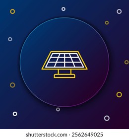Line Solar energy panel icon isolated on blue background. Colorful outline concept. Vector