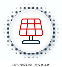 Line Solar energy panel icon isolated on white background. Sun with lightning symbol. Colorful outline concept. Vector