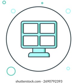 Linie Solar-Panel-Symbol einzeln auf weißem Hintergrund. Farbiges Umrisskonzept Vektorgrafik