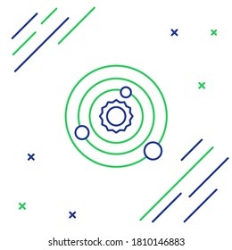 Line Solar system icon isolated on white background. The planets revolve around the star. Colorful outline concept. Vector