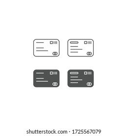 Line and solid icon of credit card. Simple linear card graphic illustration.