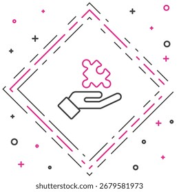 Line Solution to the problem in psychology icon isolated on white background. Puzzle. Therapy for mental health. Colorful outline concept. Vector