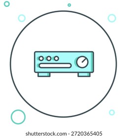 Icono del regulador del mezclador de sonido de la línea aislado en el fondo blanco. Botones deslizantes para equipos de DJ. Consola de mezcla. Concepto de contorno colorido. Vector