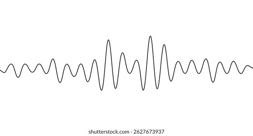Line sound wave music audio icon one art voice continuous hand. Podcast line sound soundwave noise sketch drawn drawing doodle outline recording frequency vocal waveform microphone background vector