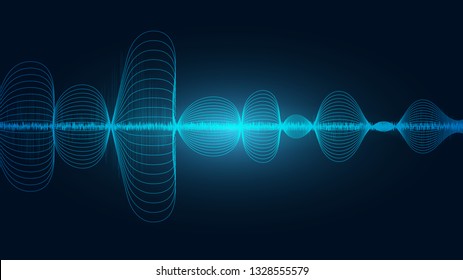 line soundwave abstract background with voice music technology
