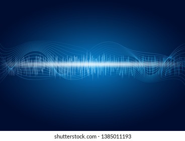 Line soundwave abstract background with voice music technology
