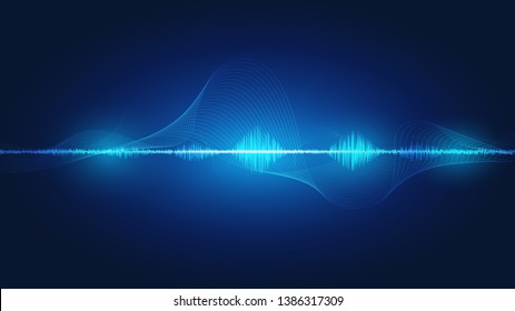 line soundwave abstract background with voice music technology