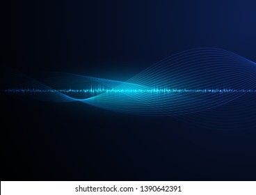 line soundwave abstract background with voice music technology