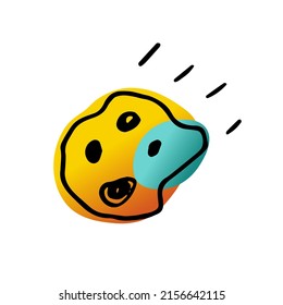 Line Space doodle comet. Hand-drawn asteroid isolated on white background. Color astronomical object. Universe sketch meteorite sign. Astronomy, astrology, cosmos symbol. Vector science illustration