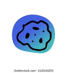 Line Space doodle image. Hand-drawn asteroid isolated on white background. Color astronomical object. Universe sketch meteorite sign. Astronomy, astrology, cosmos symbol. Vector science illustration