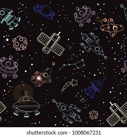 line space icon on a black background seamless pattern