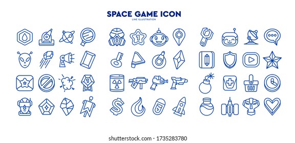 Line space icon set for game design. Vector illustration on a white background.