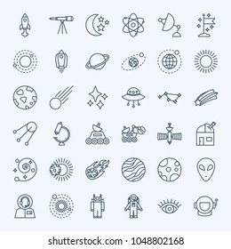 Line Space Icons. Vector Set of Thin Outline Universe Symbols.