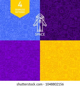 Line Space Patterns. Four Vector Website Design Backgrounds.