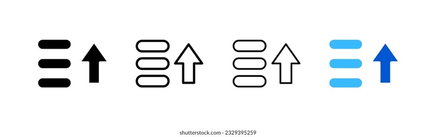 Line spacing. Different styles, color, increase spacing. Vector icons.