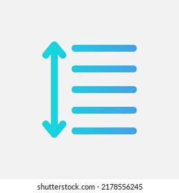 Line spacing icon in gradient style about text editor, use for website mobile app presentation