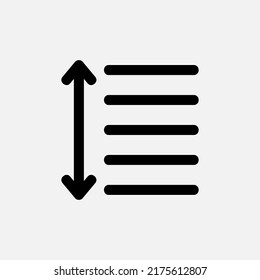 Zeilenabstand Symbol im Zeilenabstand zum Texteditor, Verwendung für Website-Mobile-App-Präsentation