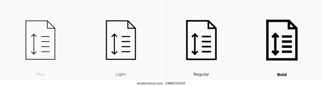 line spacing icon. Thin, Light Regular And Bold style design isolated on white background