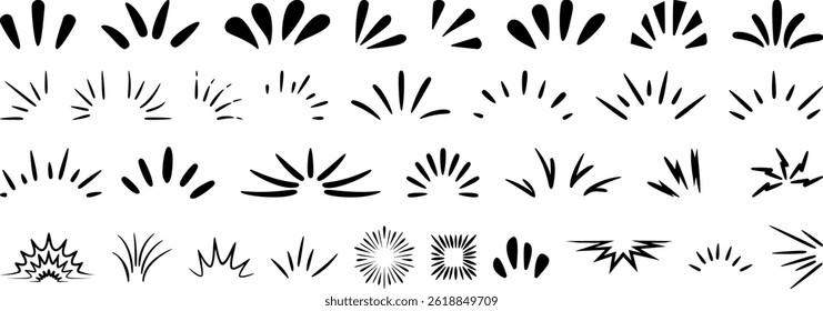 Line Sparkle Effect Cartoon Comic Anime Doodle Hand Drawn Vector Elements with dynamic motion impact burst swoosh and expressive sketch elements.