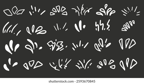 line sparkle vector set doodles, comic style decorative lines, burst effects, and dynamic radial patterns black board chalk