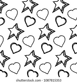 line sparkly star with hearts background design