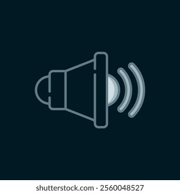 Line Speaker volume, audio voice sound symbol, media music icon isolated on black background. Flat filled outline style with shadow. Vector