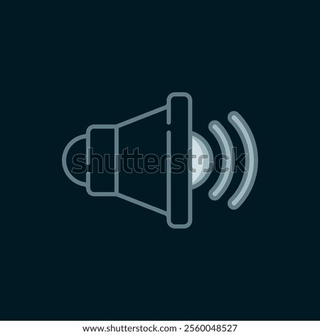 Line Speaker volume, audio voice sound symbol, media music icon isolated on black background. Flat filled outline style with shadow. Vector