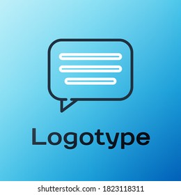 Line Speech bubble chat icon isolated on blue background. Message icon. Communication or comment chat symbol. Colorful outline concept. Vector Illustration