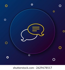 Line Speech bubble chat icon isolated on blue background. Message icon. Communication or comment chat symbol. Colorful outline concept. Vector