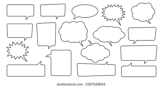 Line speech bubble. Collection of line speech balloon, chat bubble.